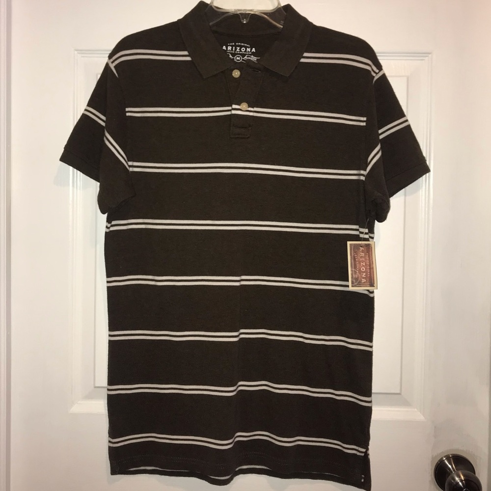 NWT Brown Arizona Striped Polo Shirt
